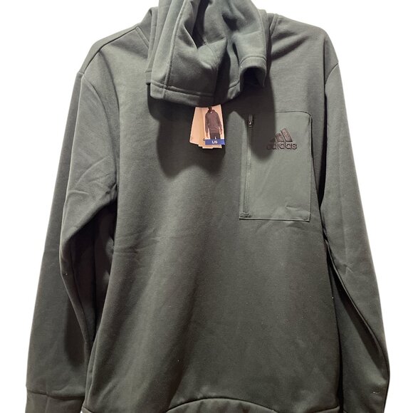 Men's Fleece Hoodie, Adidas, L/G, Green, NWT - Picture 3 of 7